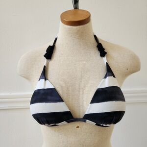 Striped Black and White Bikini Top